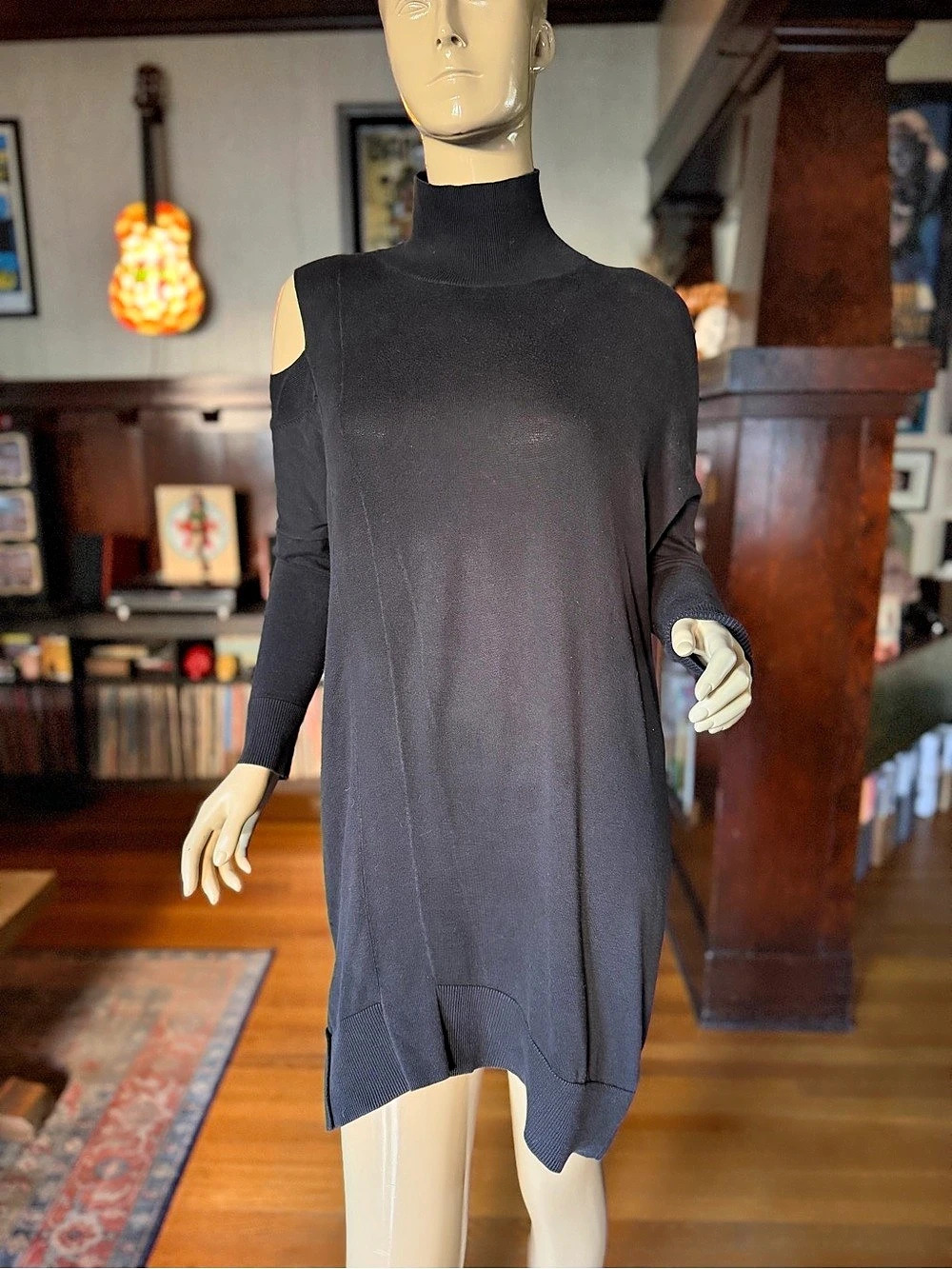 All Saints Asymmetrical Black Sweater